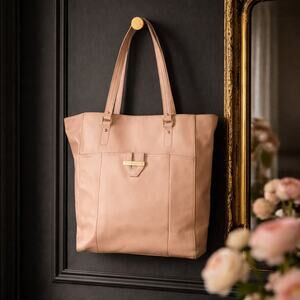 Cole Haan Stella Tote Blush Pink Buttery Soft Leather 15" x 13" x 2.5" $298